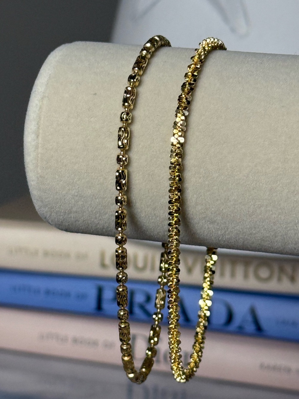 Goldoro 18k Yellow Gold Layered & GF Bracelets. Set of Two. 7”. Brand New! #423